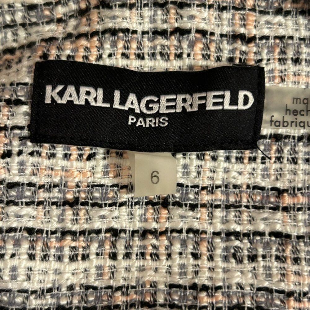 Karl Lagerfeld Women's Tweed Blazer - Cream and Black (not wool) - Picture 2 of 5